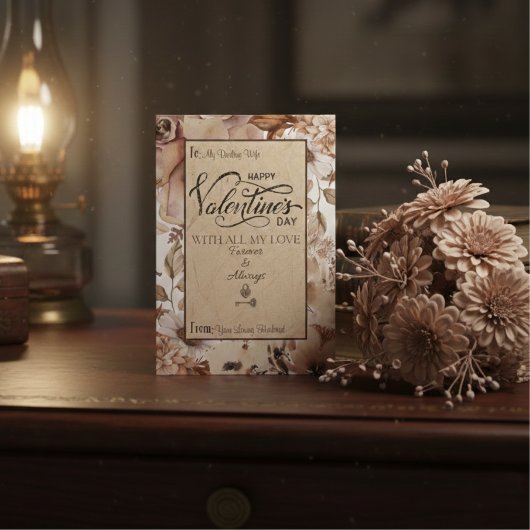 エレガントモダンフローラハッピーバレンタインデー シーズンカード