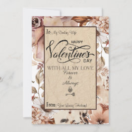 エレガントモダンフローラハッピーバレンタインデー シーズンカード