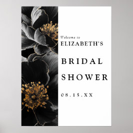 エレガントモダンフローラブライダルシャワーウェルカムサイン ポスター