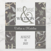 エレガントモダンフローラミセス結婚ズ ワインラベル (シングルラベル)