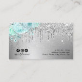 エレガントモダンフローラミントグリーン銀まつげ 名刺 (裏面)