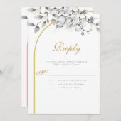 エレガントモダンフローラリース結婚白黒 (正面/裏面)