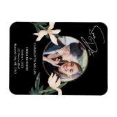 エレガントモダンフローラ写真ウェディング日付の保存 マグネット (横)