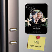 エレガントモダンフローラ写真ウェディング日付の保存 マグネット