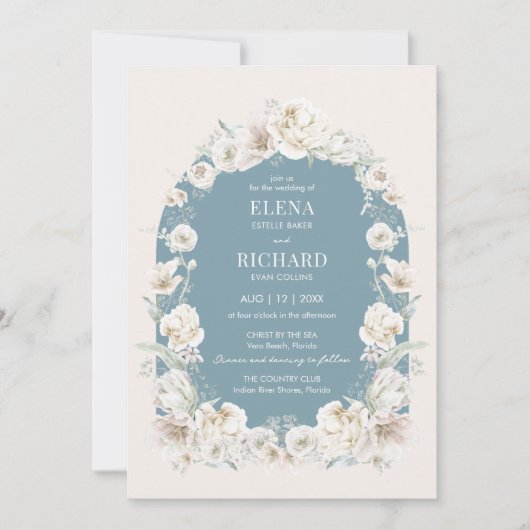 エレガントモダンフローラ庭園の結婚式招待状 招待状 (正面)