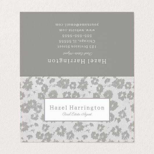 エレガントモダンフローラ折り畳み名刺カスタム 名刺 (外部フラット)