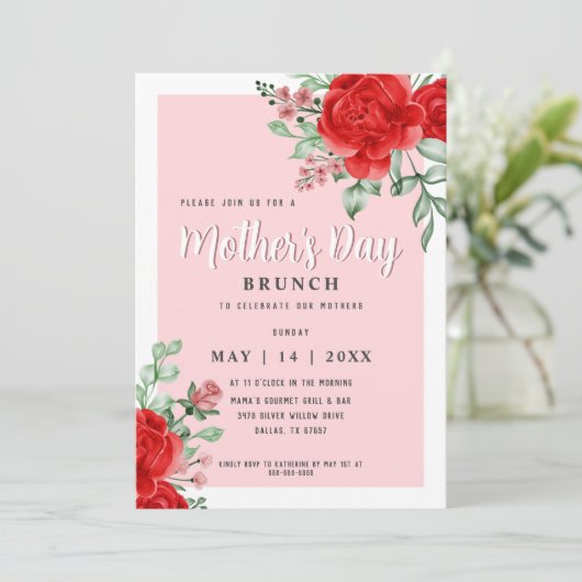 エレガントモダンフローラ母の日ブランチパーティー 招待状 (スタンド正面)