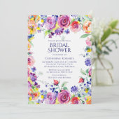 エレガントモダンフローラ水色ブライダルシャワー 招待状 (スタンド正面)