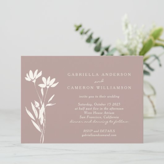 エレガントモダンフローラ結婚ダスティ 招待状 (スタンド正面)