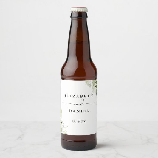 エレガントモダンフローラ結婚ー ビールラベル (正面)