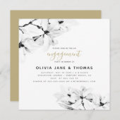 エレガントモダンフローラ結婚婚約 招待状 (正面/裏面)