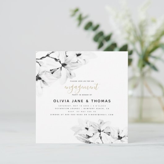 エレガントモダンフローラ結婚婚約 招待状 (スタンド正面)