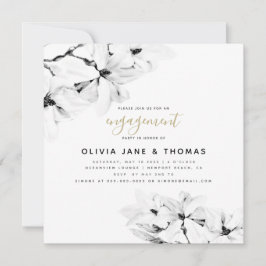 エレガントモダンフローラ結婚婚約 招待状