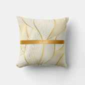 エレガントモダンフローラ金ゴールドホワイトラインコレクション クッション (正面)