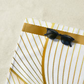 エレガントモダンフローラ金ゴールドホワイトラインコレクション ビーチタオル (インサイチュ)