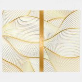 エレガントモダンフローラ金ゴールドホワイトラインコレクション フリースブランケット (正面(横))