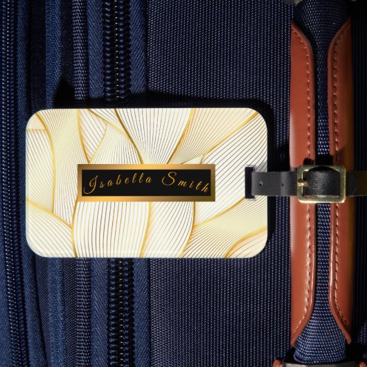 エレガントモダンフローラ金ゴールドホワイトラインコレクション ラゲッジタグ (正面インサイチュ4)