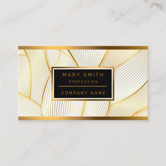 エレガントモダンフローラ金ゴールドホワイトラインコレクション 名刺 (正面)