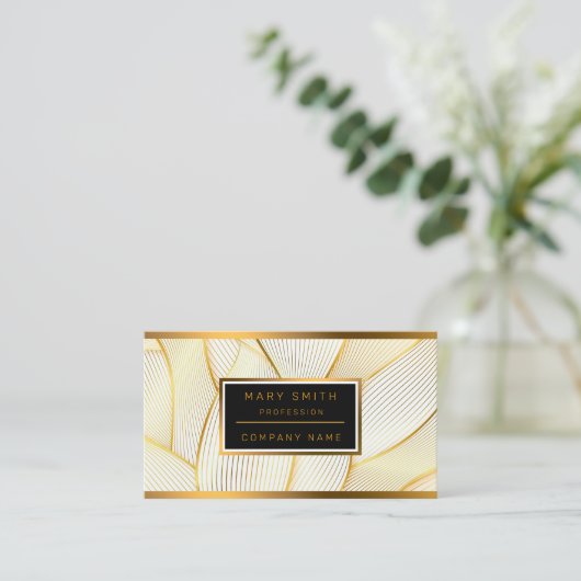 エレガントモダンフローラ金ゴールドホワイトラインコレクション 名刺 (スタンド正面)