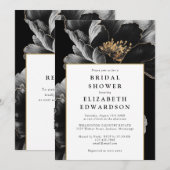 エレガントモダンフローラQRコードブライダルシャワー 招待状 (正面/裏面)