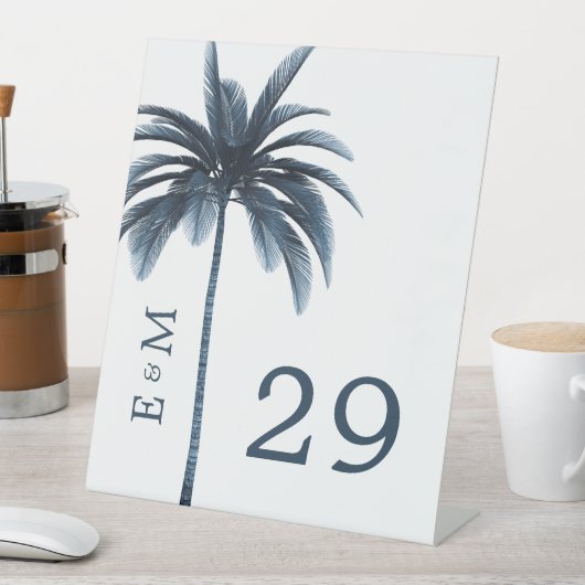 エレガントモダンブルーパームフォーマルツ結婚リー 台座サイン (インサイチュ)