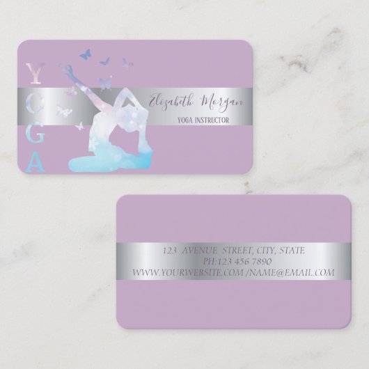 エレガントモダンプロフェッショナルガールシルエットヨガ 名刺 (正面/裏面)