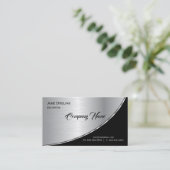 エレガントモダンプロフェッショナルハイライトブラックシルバー 名刺 (スタンド正面)