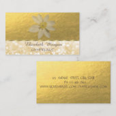 エレガントモダンプロフェッショナルフェイク、金ゴールド、白デイジー 名刺 (正面/裏面)