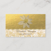 エレガントモダンプロフェッショナルフェイク、金ゴールド、白デイジー 名刺 (正面)