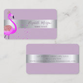 エレガントモダンプロフェッショナルフラミンゴシルバーストライプ 名刺 (正面/裏面)