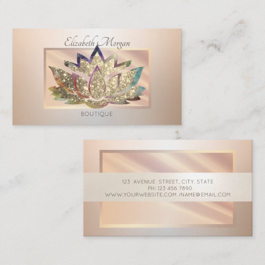 エレガントモダンプロフェッショナルフレーム,グリッターロータス 名刺 (正面/裏面)