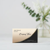 エレガントモダンプロフェッショナルブラックライト金ゴールド 名刺 (スタンド正面)