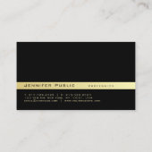 エレガントモダンプロフェッショナルブラック金ゴールドプレーン 名刺 (裏面)