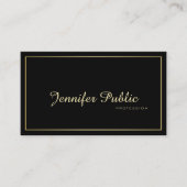 エレガントモダンプロフェッショナルブラック金ゴールドプレーン 名刺 (正面)