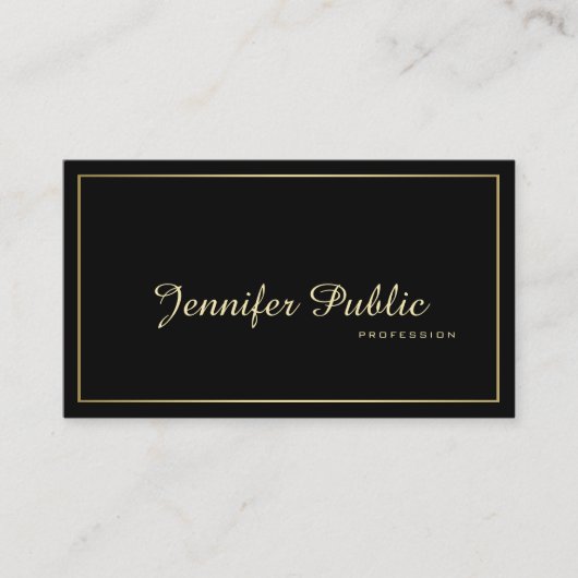 エレガントモダンプロフェッショナルブラック金ゴールドプレーン 名刺 (正面)