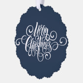 エレガントモダンプロフェッショナルメリー・クリスマススクリプト オーナメントカード (左)