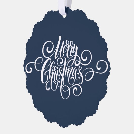 エレガントモダンプロフェッショナルメリー・クリスマススクリプト オーナメントカード (左)