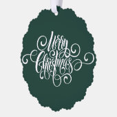 エレガントモダンプロフェッショナルメリー・クリスマススクリプト オーナメントカード (左)