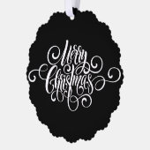 エレガントモダンプロフェッショナルメリー・クリスマススクリプト オーナメントカード (左)
