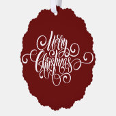エレガントモダンプロフェッショナルメリー・クリスマススクリプト オーナメントカード (左)