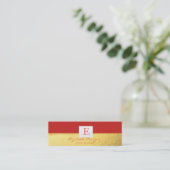 エレガントモダンプロフェッショナルモノグラム金ゴールド スキニー名刺 (スタンド正面)