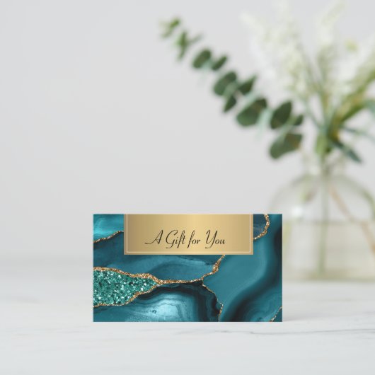 エレガントモダンプロフェッショナル大理石エメラルドグリーン 割引カード (スタンド正面)