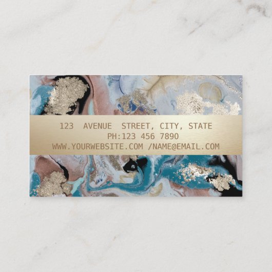 エレガントモダンプロフェッショナル大理石、金ゴールド枠 名刺 (裏面)
