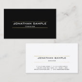 エレガントモダンプロフェッショナル白黒金ゴールドプレーン 名刺 (正面/裏面)