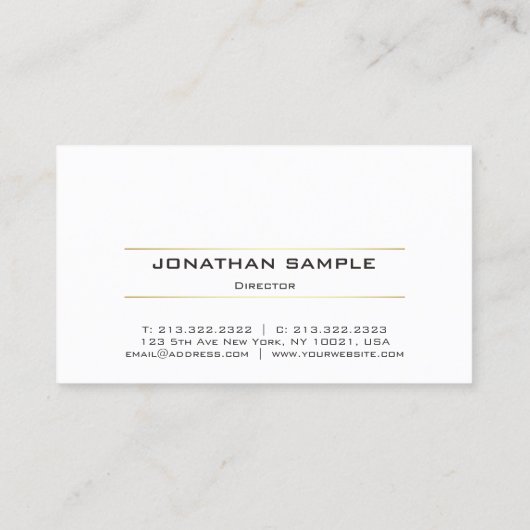 エレガントモダンプロフェッショナル白黒金ゴールドプレーン 名刺 (裏面)