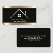 エレガントモダンプロフェッショナル金ゴールドハウスルーフ 名刺 (正面/裏面)