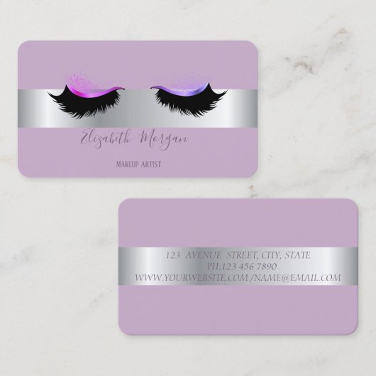 エレガントモダンプロフェッショナル銀のラフェイクッシュ 名刺 (正面/裏面)