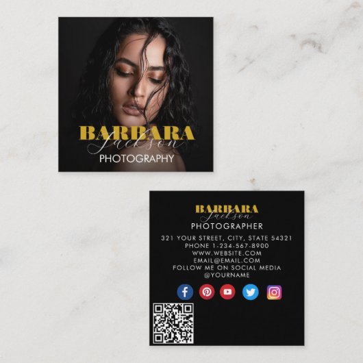 エレガントモダンプロフェッショナル スクエア名刺 (正面/裏面)