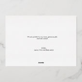 エレガントモダンベビー写真Thank You Script 箔招待状 (裏面)