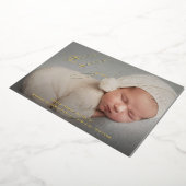 エレガントモダンベビー写真Thank You Script 箔招待状 (回転した状態)